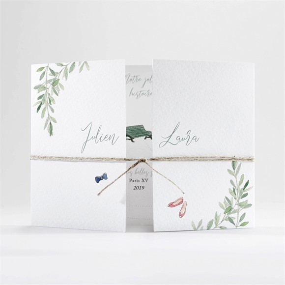 Faire-part mariage Le fil d'une histoire 2 volets réf.N701111