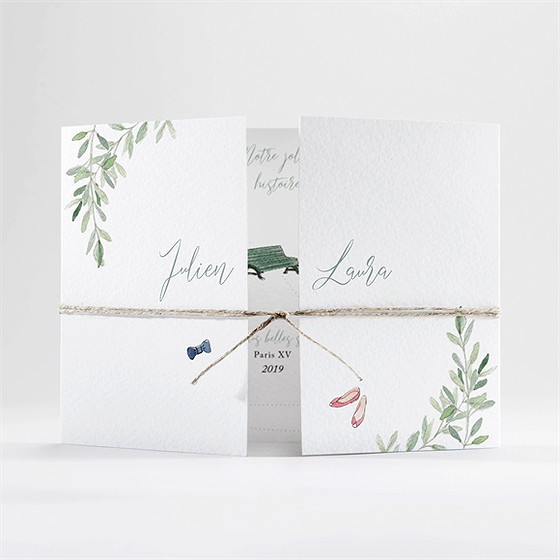 Faire-part mariage le fil d'une histoire 2 volets