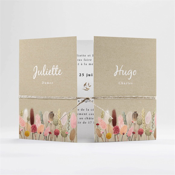 Faire-part mariage Bouquet Champêtre 2 volets réf.N701114