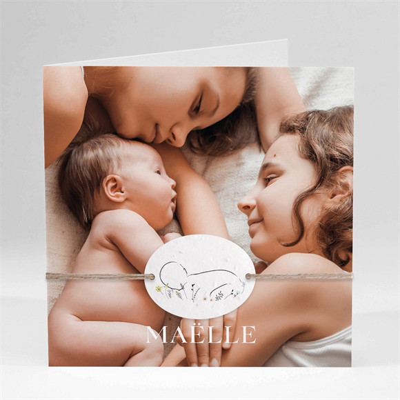 Faire-part naissance Simple incrustation ensemencée réf.N451340