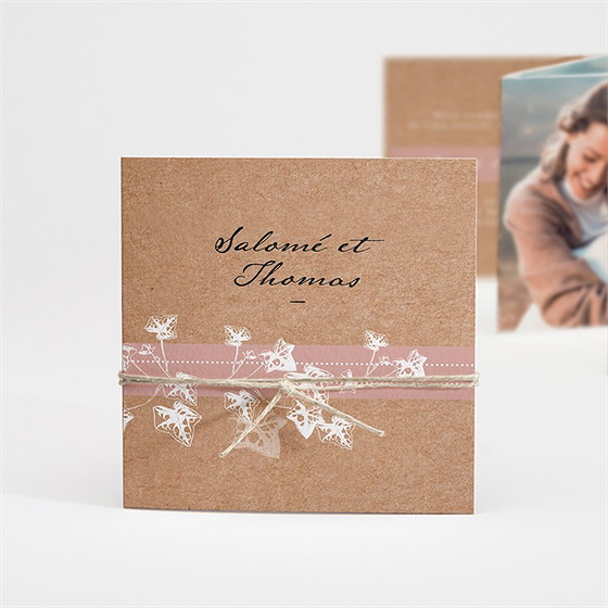 Faire-part mariage lierre grimpant accordéon