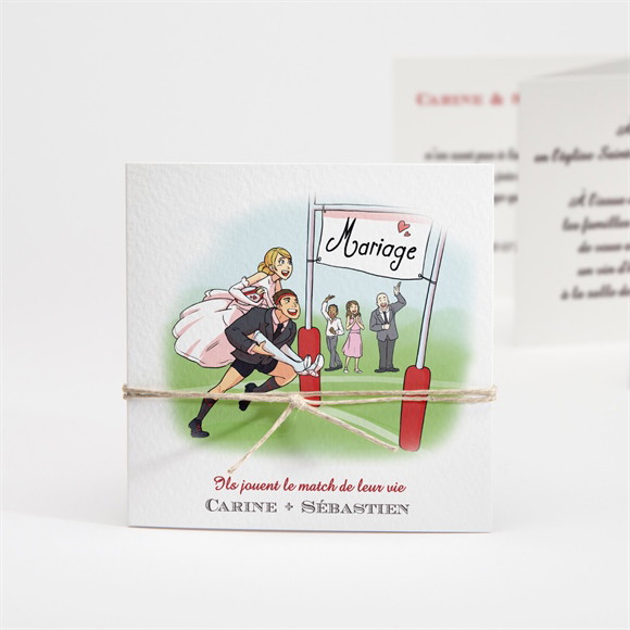 Faire-part mariage Humour et Rugby accordéon réf.N831101