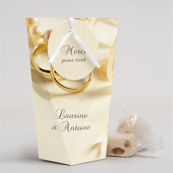 Boîte surprise mariage Alliances fond crème réf.N520170