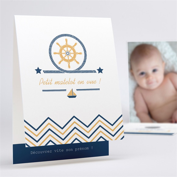 Faire-part naissance Mon Petit Matelot plié décalé réf.N50181