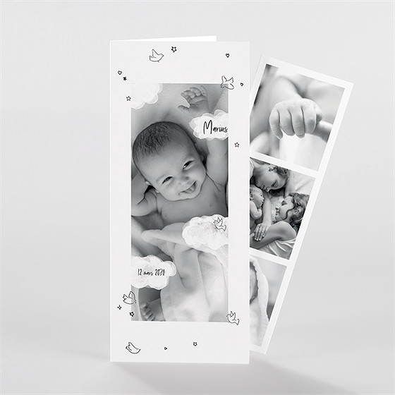Faire-part naissance dans la lune photomaton