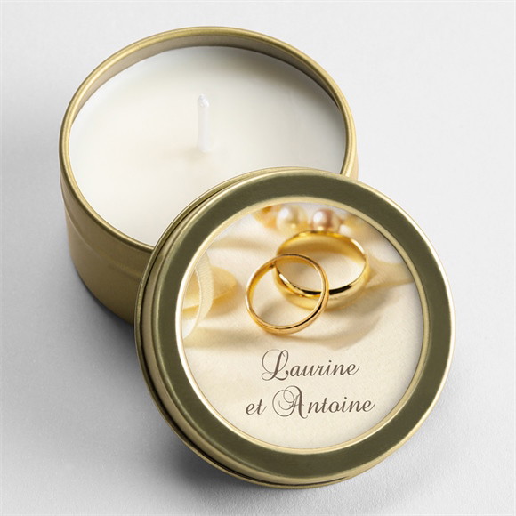 Bougie mariage Alliances fond crème réf.N3601214