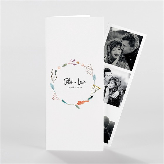 Faire-part mariage art champêtre photomaton