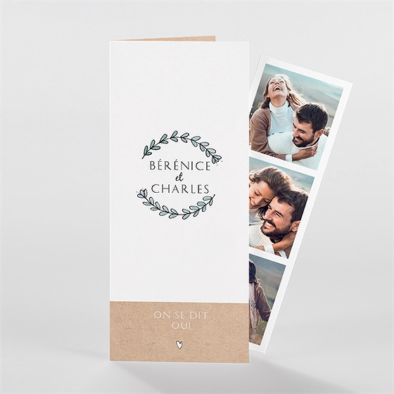 Faire-part mariage avec programme photomaton
