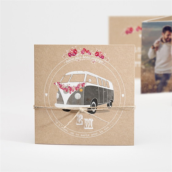 Faire-part mariage a l'aventure accordéon !