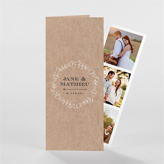 Faire-part mariage kraft en folie photomaton