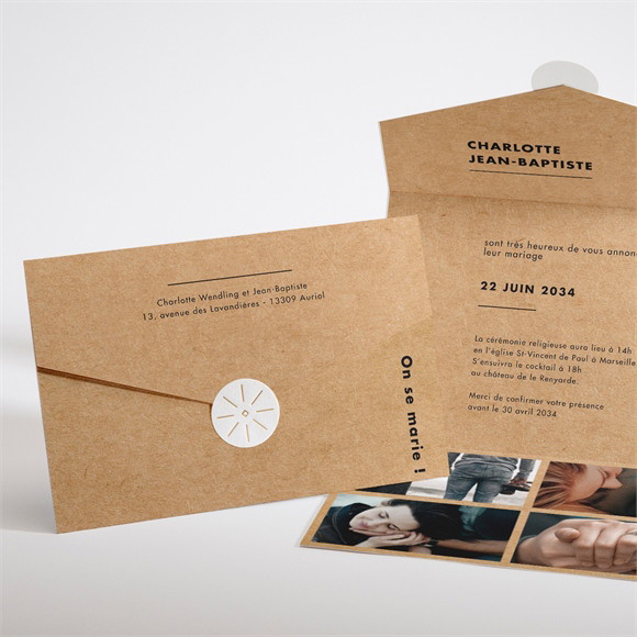 Faire-part mariage So kraft enveloppe réf.N97154