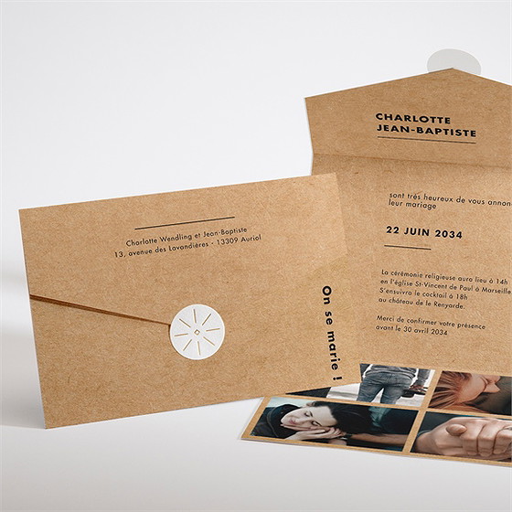 Faire-part mariage so kraft enveloppe