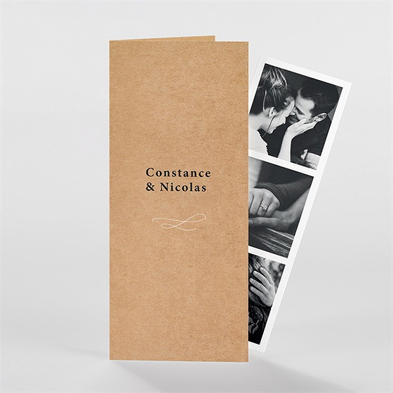 Faire-part mariage photomaton kraft
