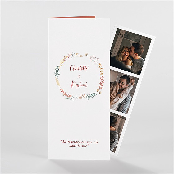 Faire-part mariage terre de feu photomaton
