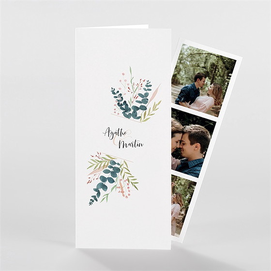 Faire-part mariage bouquet ardent photomaton