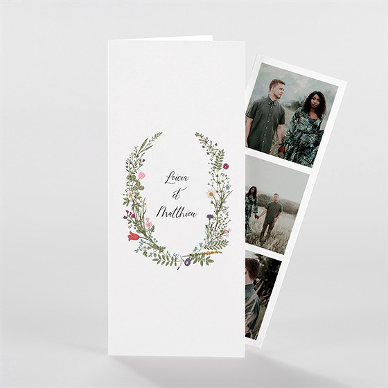 Faire-part mariage gravure champêtre photomaton