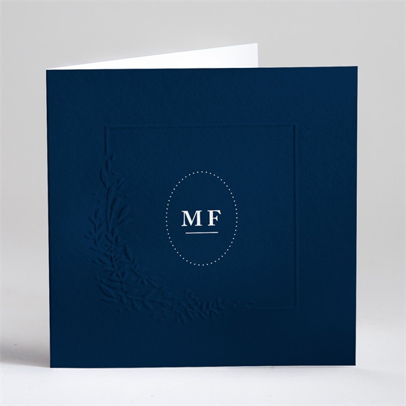 Faire-part mariage Bleu romantique gaufrage réf.N451350