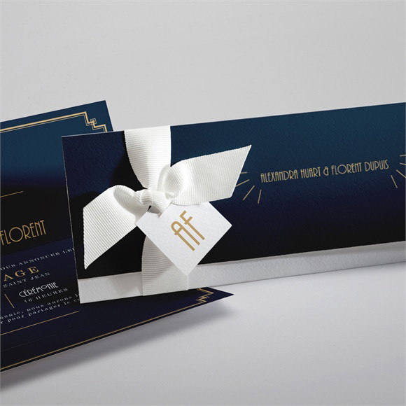 Faire-part mariage Art déco Pochette réf.N94157