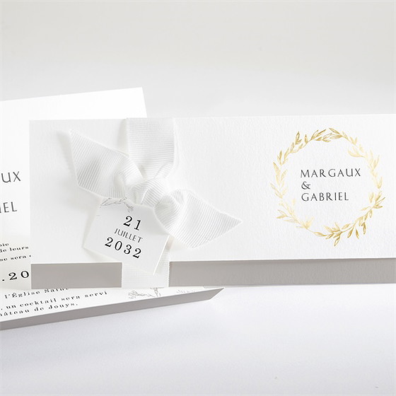 Faire-part mariage tendre couronne dorure