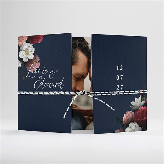 Faire-part mariage fleurs de nuit 2 volets