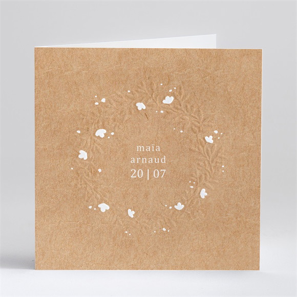 Faire-part mariage Gravure carré plié réf.N46180