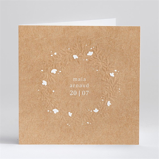 Faire-part mariage gravure carré plié