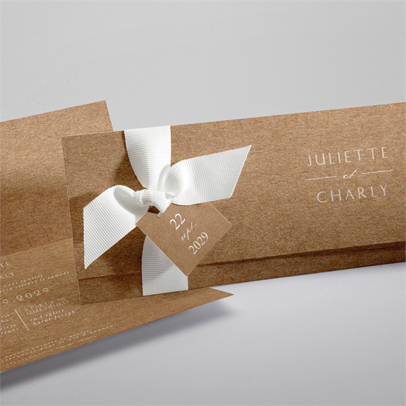 Faire-part mariage Kraft épuré pochette réf.N94161