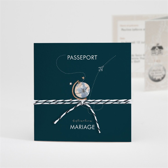 Faire-part mariage Notre Passeport accordéon réf.N831115