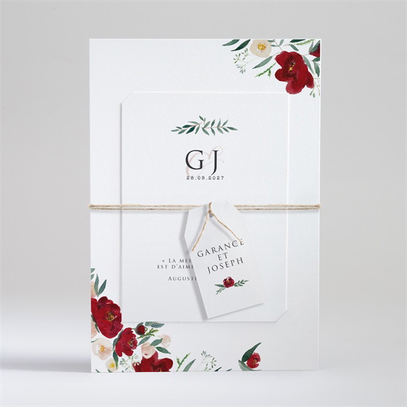 Faire-part mariage Jolis coquelicots superposé réf.N99159