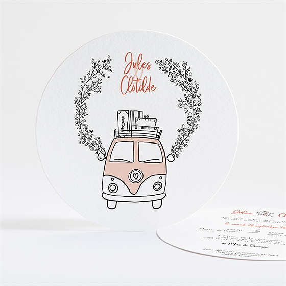 Faire-part mariage douceur champetre rond
