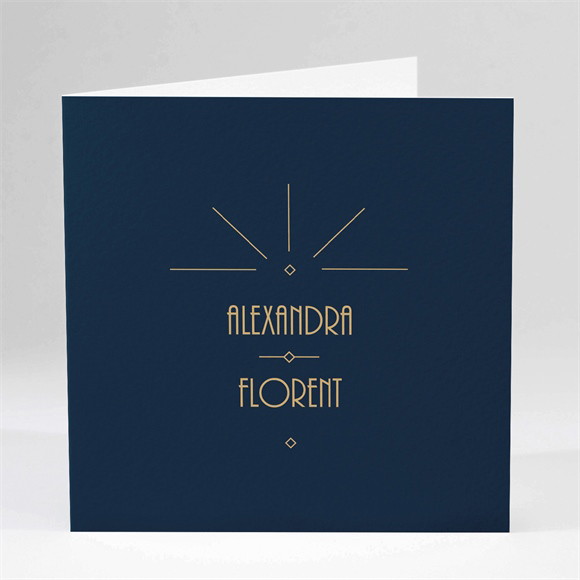 Faire-part mariage Art déco carré plié réf.N451355