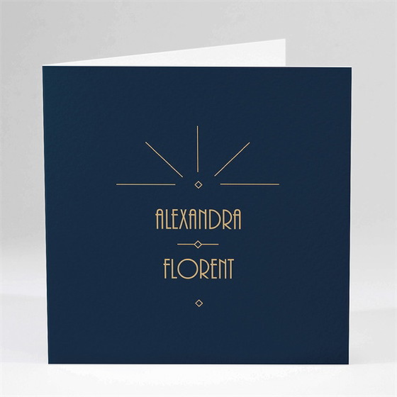 Faire-part mariage art déco carré plié