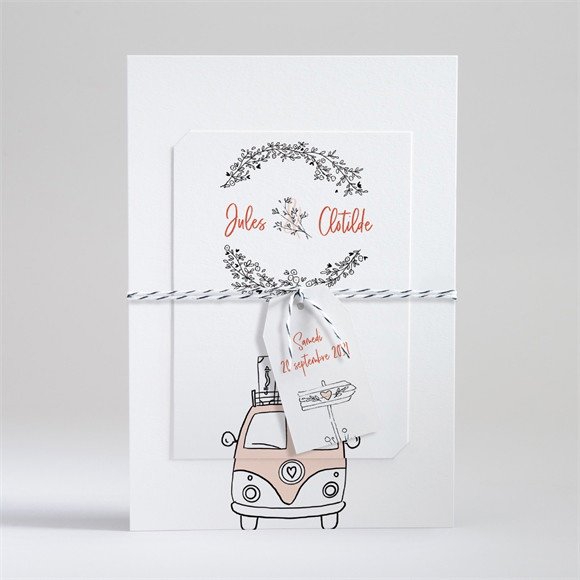 Faire-part mariage Douceur Champetre superposé réf.N99161