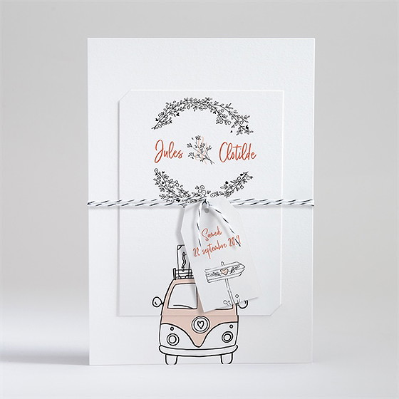 Faire-part mariage douceur champetre superposé