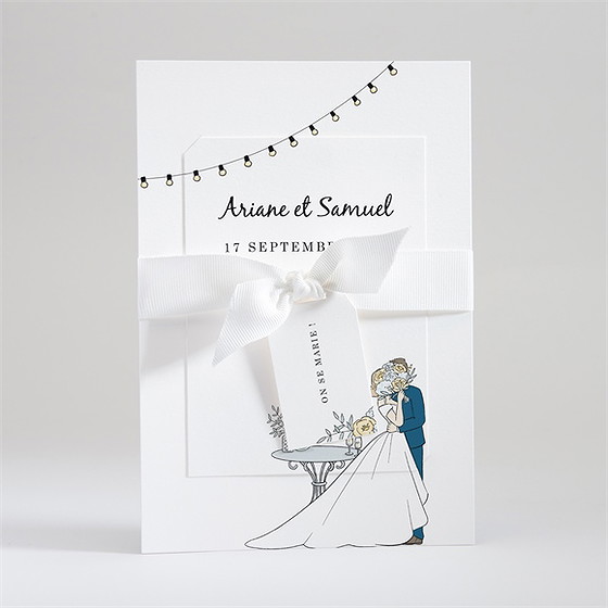 Faire-part mariage guinguette superposition