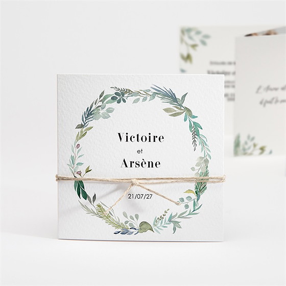 Faire-part mariage délicate aquarelle accordéon