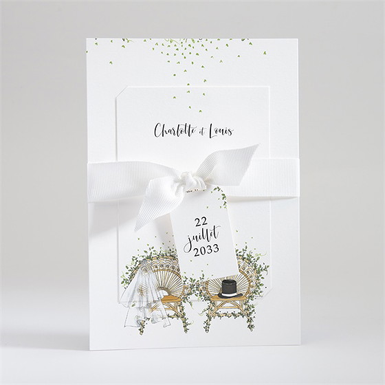 Faire-part mariage fusion champêtre superposé