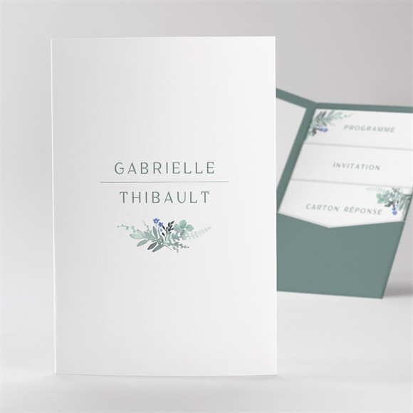 Faire-part mariage Poésie d'Aquarelle pocketfold réf.N84134