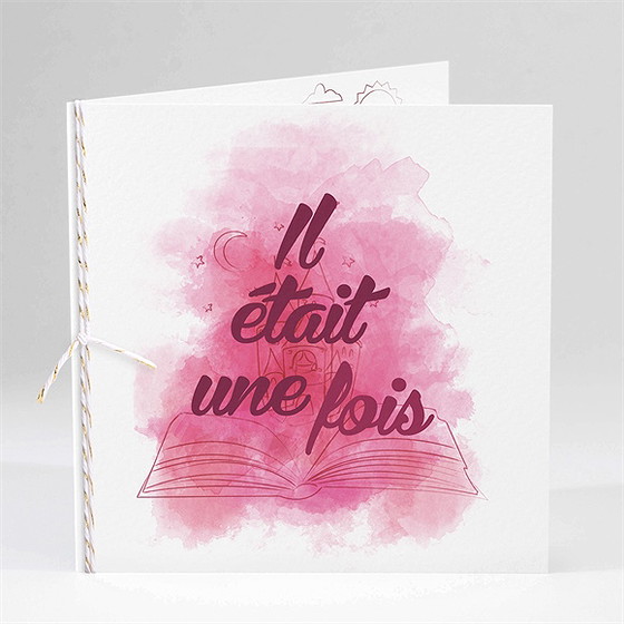 Faire-part naissance joli conte carré plié