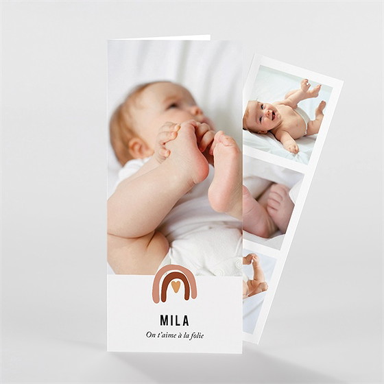 Faire-part naissance arc en ciel photomaton