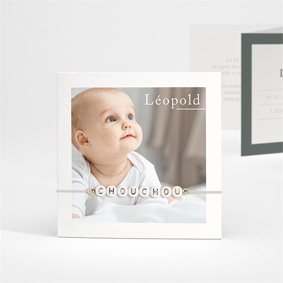 Faire-part naissance faites-moi grandir bracelet