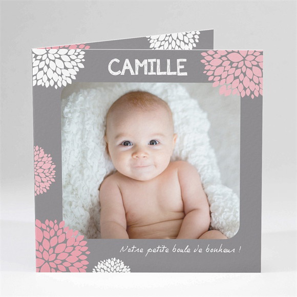 Faire-part naissance Nature et pastel photo plié réf.N451367