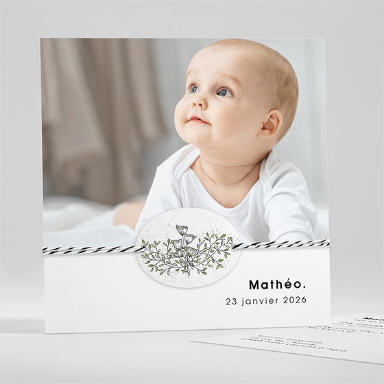 Faire-part naissance absolu moderne ensemencé