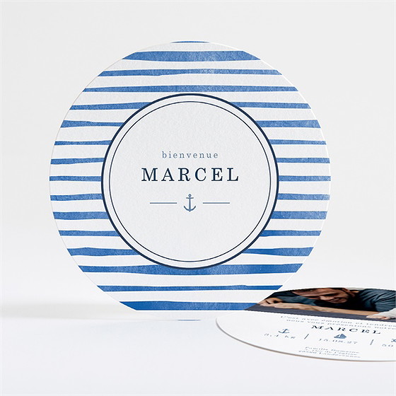 Faire-part naissance notre petit marin rond