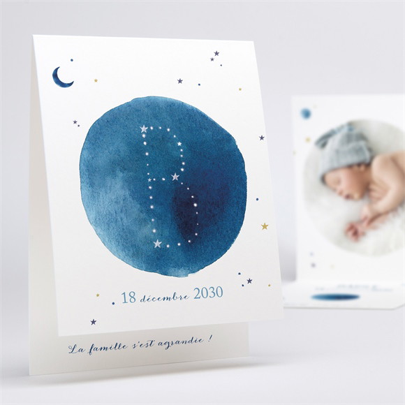 Faire-part naissance Nuit étoilée carte pliée réf.N50184