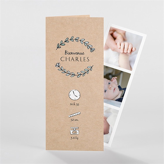 Faire-part naissance petite merveille photomaton