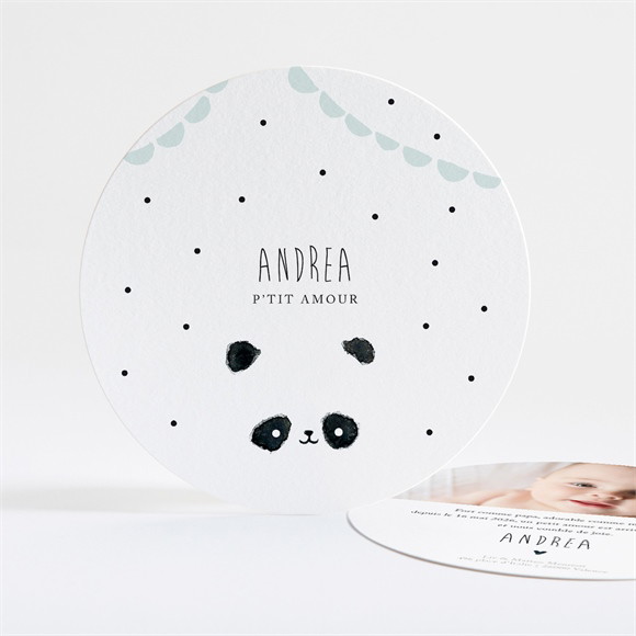 Faire-part naissance Mon joli Panda rond réf.N321190
