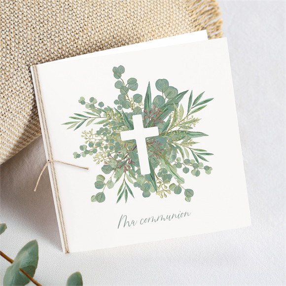 Faire-part communion En Grâce carré plié réf.N451370