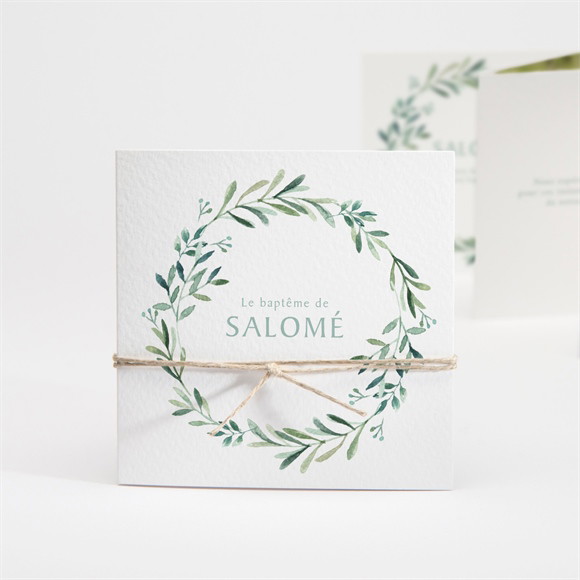 Faire-part de baptême Feuilles et Or accordéon réf.N831138