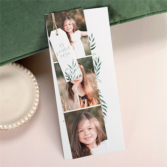 Faire-part communion touche champêtre superposition